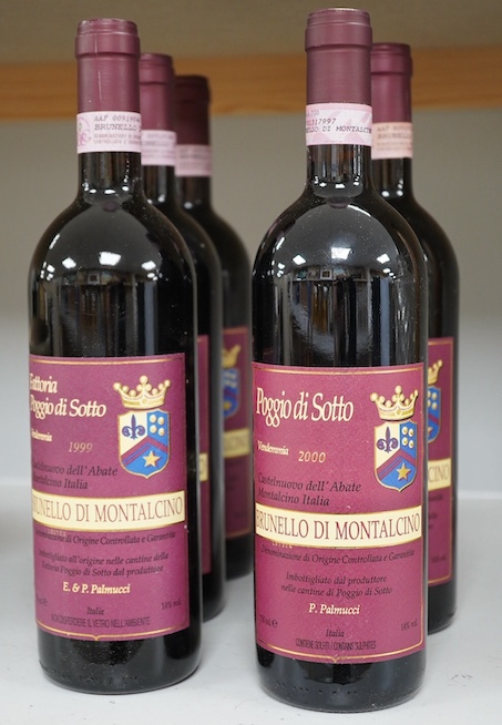 Wine: Four bottles of Fattoria Poggio di Sotto Brunello di Montalcino 1999 and one bottle of Poggio di Sotto Brunello di Montalcino 2000. Condition - storage history unknown